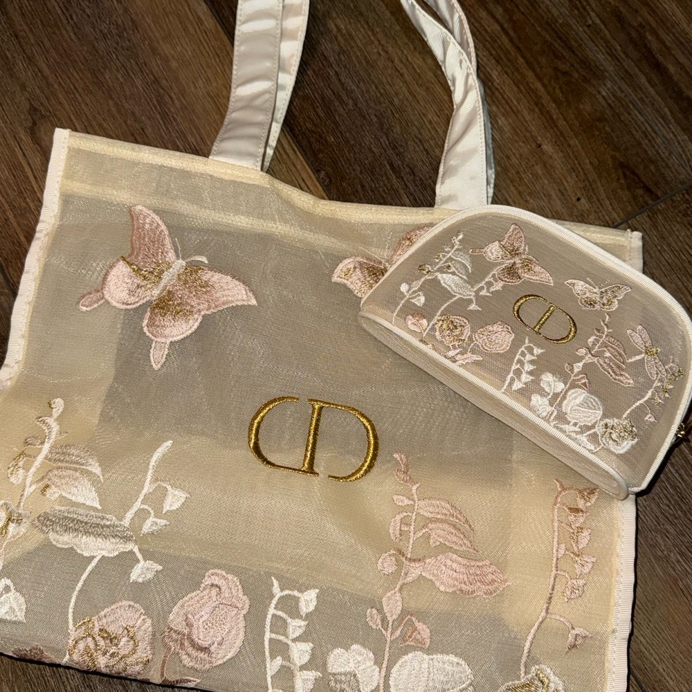 Dior Mothers Day Embroidered Tote with Pouch